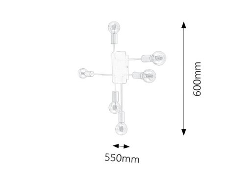 Lanny mennyezeti E27 6X MAX 15W,f./a.