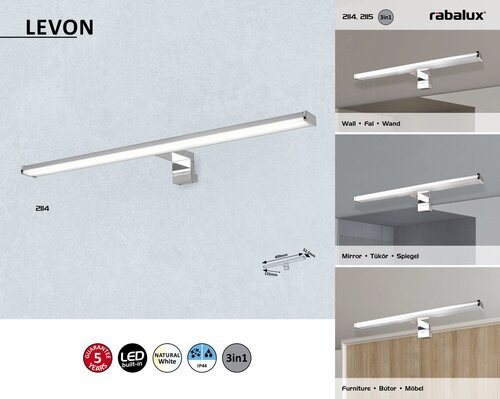 Levon, fürdősz, LED 8W, króm
