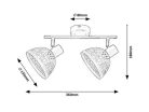 Rattan, beltéri spot,E14 2xMAX15W,fekete