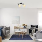 Rattan, beltéri spot,E14 2xMAX15W,fekete
