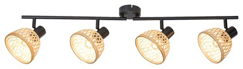 Rattan, beltéri spot,E14 4xMAX15W,fekete