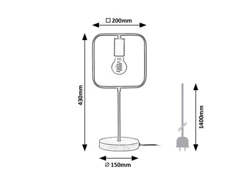 Rufin, beltéri asztali E27 1xMAX40W,négyzet
