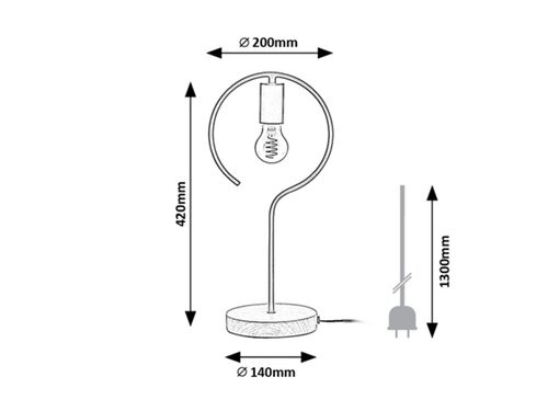 Rufin, beltéri asztali E27 1xMAX40W,kerek