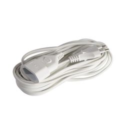   Földeletlen hálózati hosszabbító fehér 2Χ0.75mm 5m 10A 220-240V