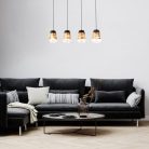 Zenaida, beltéri függőlámpa E27 4x MAX 60W,m.fekete