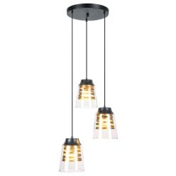 Zenaida, beltéri függőlámpa E27 3x MAX 60W,m.fekete