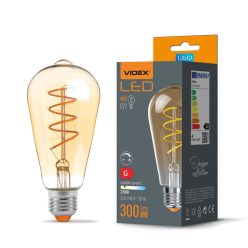   Videx Filamentszálas ST64 LED izzó 4 W-os meleg fehér E27-es foglalattal