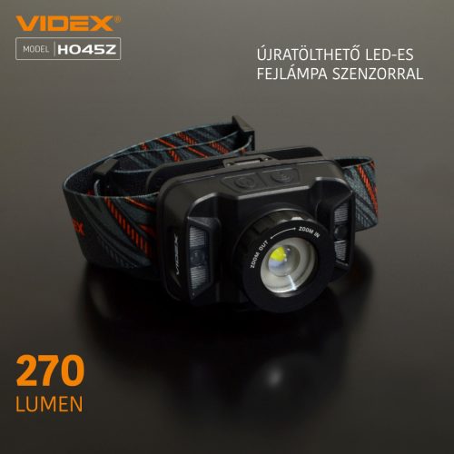 Videx LED Fejlámpa hidegfehér újratölthető akkumulátorral H056