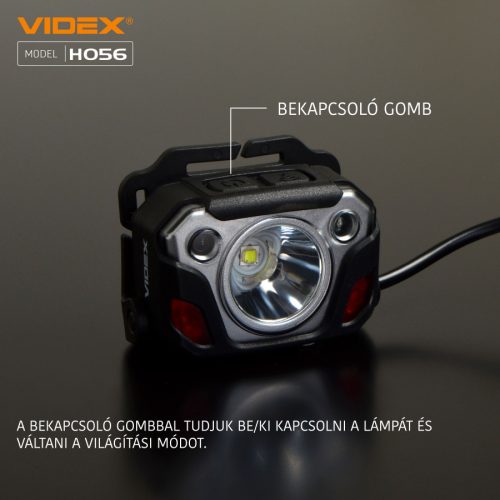 Videx LED Fejlámpa hidegfehér újratölthető akkumulátorral H056