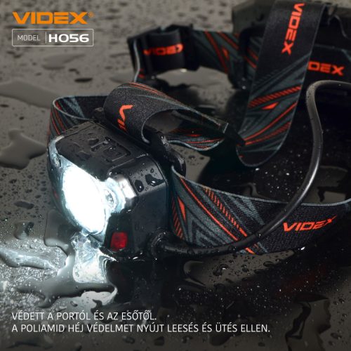 Videx LED Fejlámpa hidegfehér újratölthető akkumulátorral H056