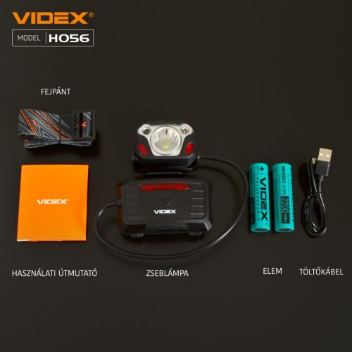 Videx LED Fejlámpa hidegfehér újratölthető akkumulátorral H056