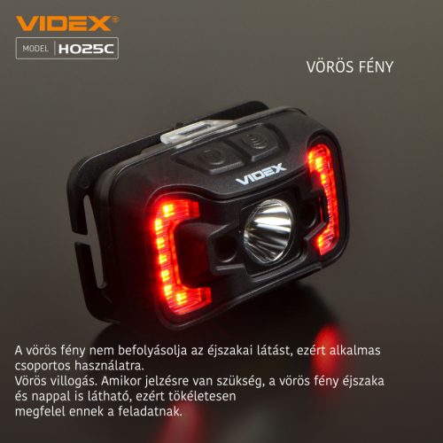 Videx LED Fejlámpa natúrfehér újratölthető akkumulátorral H025C