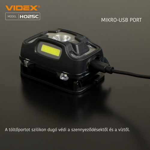 Videx LED Fejlámpa natúrfehér újratölthető akkumulátorral H025C