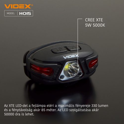 Videx LED Fejlámpa natúrfehér újratölthető akkumulátorral H015