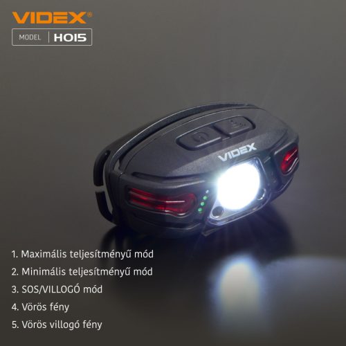 Videx LED Fejlámpa natúrfehér újratölthető akkumulátorral H015