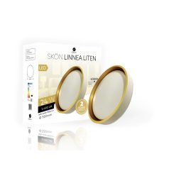   Skön Linnea Liten 24 W-os ø330 mm kerek natúr fehér fehér-arany színű mennyezeti lámpa IP20-as védettségű