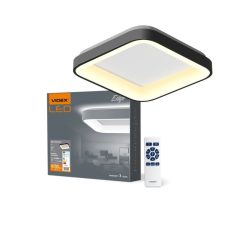  Videx Led Edge 72 W-os ø450mm fekete négyzet alakú LED távirányítós mennyezeti lámpa
