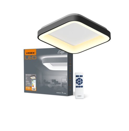 Videx Led Edge 72 W-os ø450mm fekete négyzet alakú LED távirányítós mennyezeti lámpa