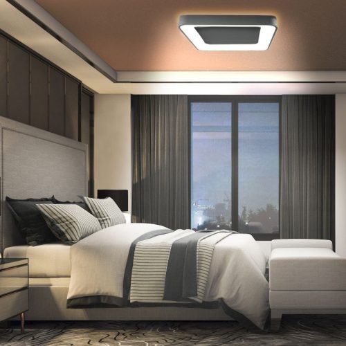 Videx Led Edge 72 W-os ø450mm fekete négyzet alakú LED távirányítós mennyezeti lámpa