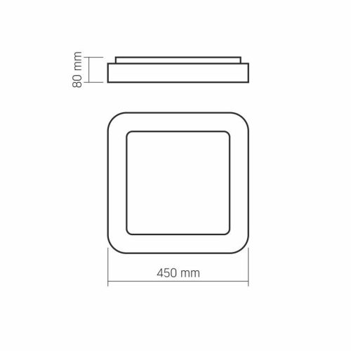 Videx Led Edge 72 W-os ø450mm fehér négyzet alakú LED távirányítós mennyezeti lámpa