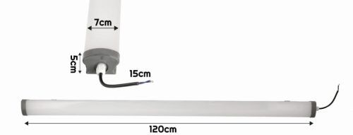 Berge LEO 50 W-os falon kívüli 120 cm-es antracit színű por- és páramentes lámpa IP65 5000K 5000lm