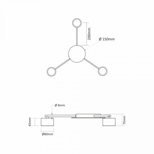 Videx fekete színű mennyezeti lámpa 3xGX53-as foglalattal