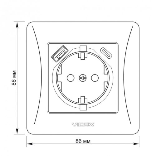 Videx Binera ezüst színű süllyesztett földelt csatlakozó aljzat + 1-1 db USB csatlakozóval USB-C csatlakozóval (20/120)