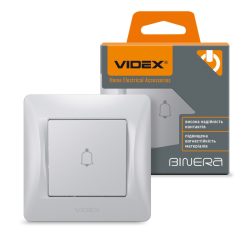   Videx Binera ezüst színű süllyesztett csengő kapcsoló IP20-as védettséggel (20/120)