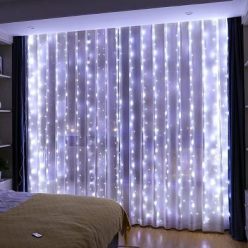   MasterLED 3x3m-es LED függöny hideg fehér USB csatlakozóval és távirányítóval