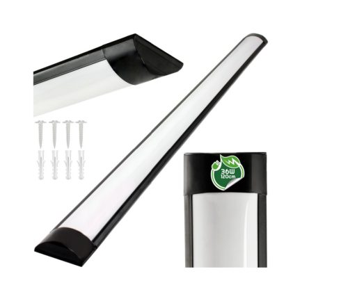 Berge Batten Led 36 W, 120 cm, falon kívüli fekete lámpa IP20-as védettséggel