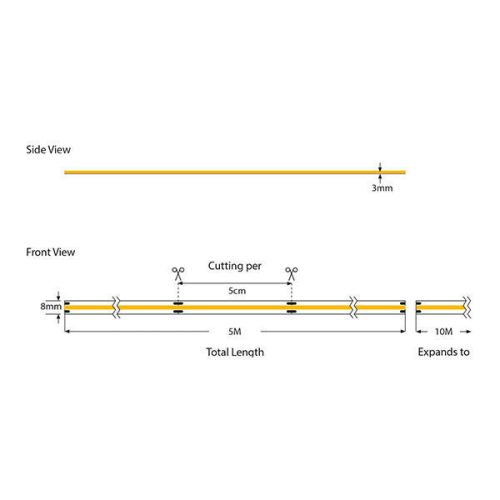 Eurolamp 24V COB LED szalag, 12W/m, 1200lm/m, 4000K, IP44, 5m/tekercs