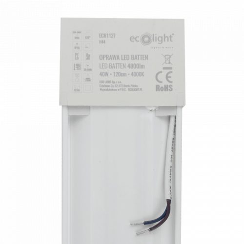 Ecolight Slim Batten Led 40W, 120 cm, 4000K, falon kívüli fehér lámpa