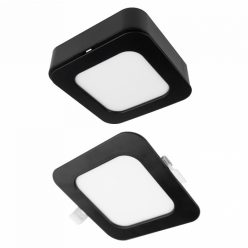   Ecolight 6W-os, négyzet alakú, CCT, fekete, süllyesztett és felületre szerelhető lámpa