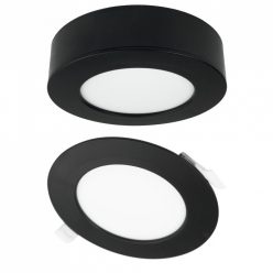   Ecolight 6W-os, kerek alakú, CCT, fekete, süllyesztett és felületre szerelhető lámpa