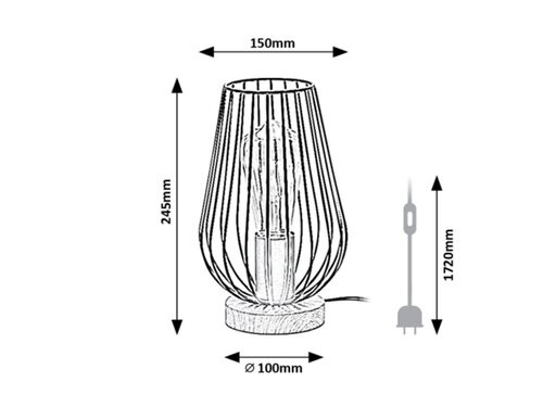 Gremio, beltéri asztali E27 1xMAX40W,fek+fa,H25