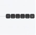 Földelt 4-es flexibilis elosztó 2 USB-vel (A+C), 2m-es, kapcsolóval