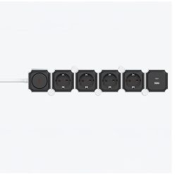   Földelt 4-es flexibilis elosztó 2 USB-vel (A+C), 2m-es, kapcsolóval