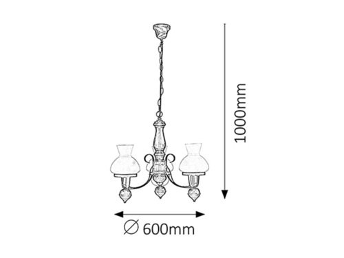 Petronel 3ágú csillár E27, 3x60W fekete
