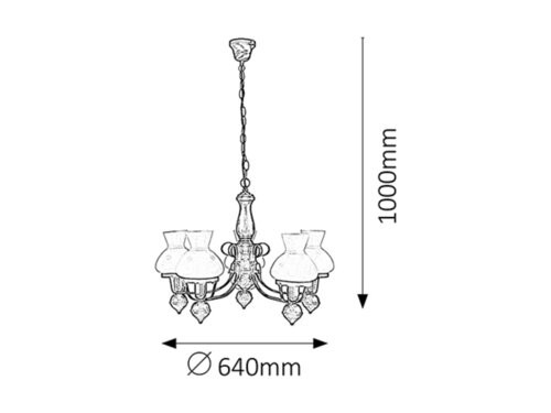 Petronel 5ágú csillár E27, 5x60W, fekete