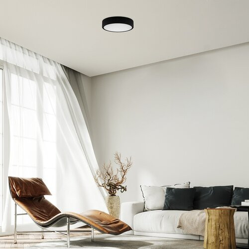 Lauri, beltéri ráépíthető LED22W, fekete, kerek