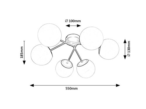 Meduza, beltéri mennyezeti E14 G45 6xMAX20W,L55cm