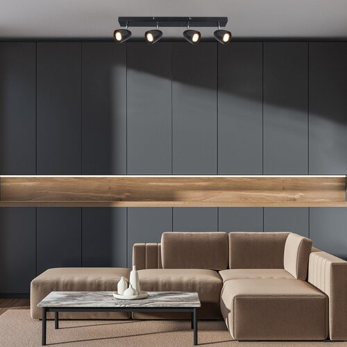 Perico, beltéri mennyezeti GU10 4xMAX5W, fekete