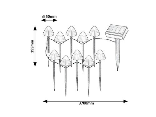 Skadar,outd.gro.mount. LED2W, L370cm