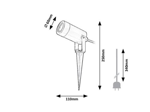 Krobia,kül.spot,GU10 MAX 4W,fekete,IP65