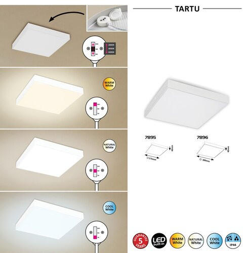 Tartu, kültéri m.lámpa,LED 24W,fehér,szögletes 
