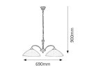 Regina 2 ágú függ E27 2x60W bronz-krém b