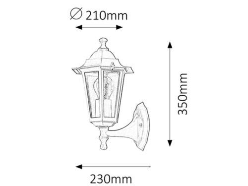 Velence kült fali felE27 60W fekete IP43