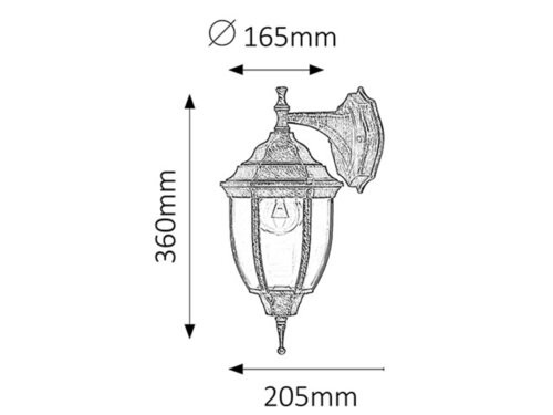 Nizza kült fali le E27 60W antik arany IP43