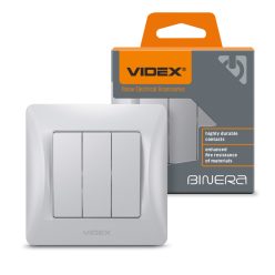   Videx Binera ezüst színű süllyesztett hármas csillárkapcsoló (20/120)