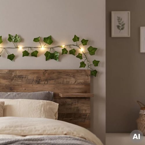 HOME ATM05 borostyánlevél fényfüzér, 2 méter, 20 db melegfehér micro LED, időzítő, elemes tápellátás, beltéri kivitel
